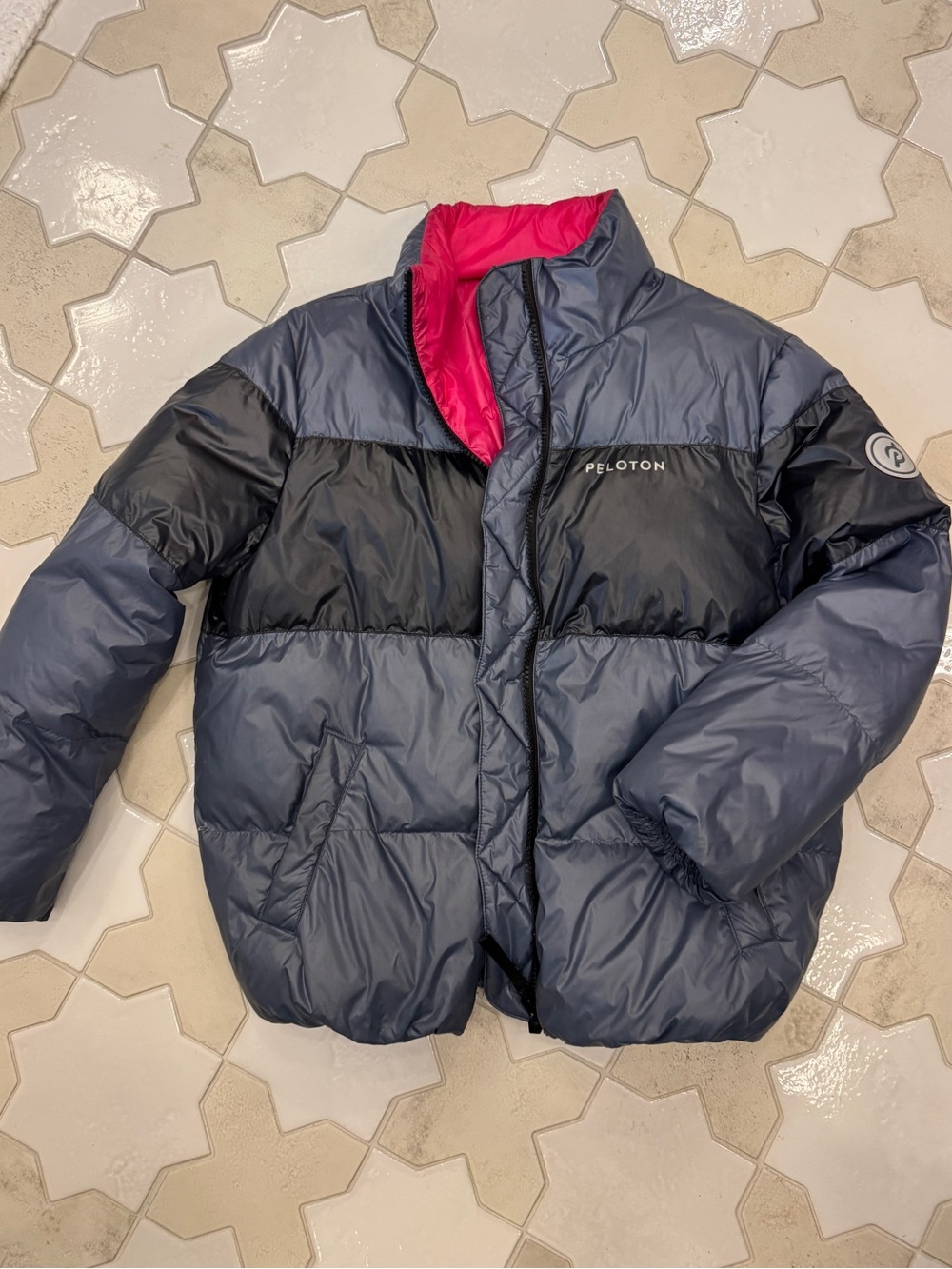 Peloton Blue Color Block Puffer Jacket - Size Small - Picture 2 of 5